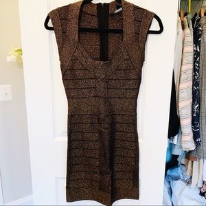 Bronze Metallic Bandage Dress